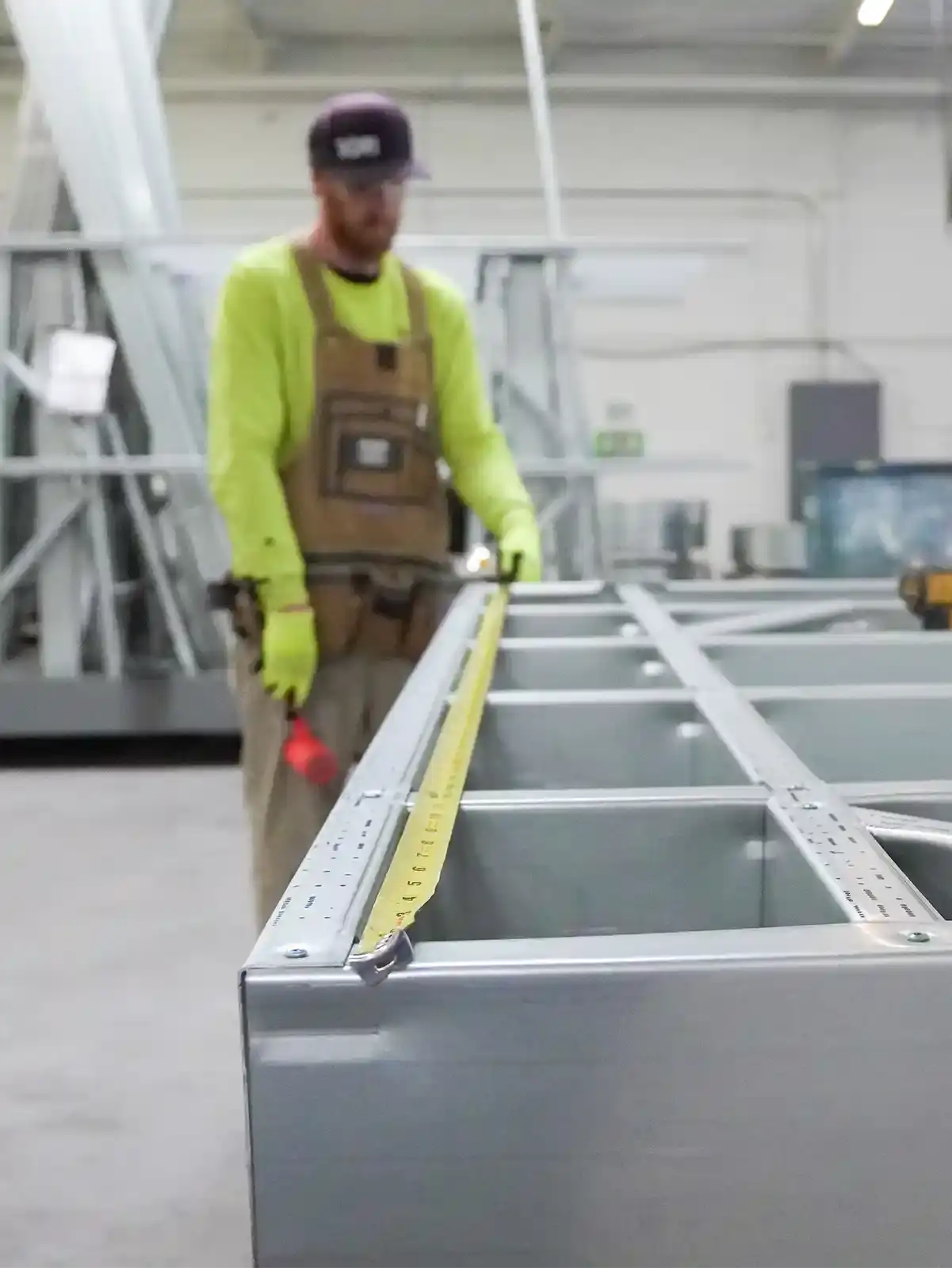 Corridor of installed metal stud framing